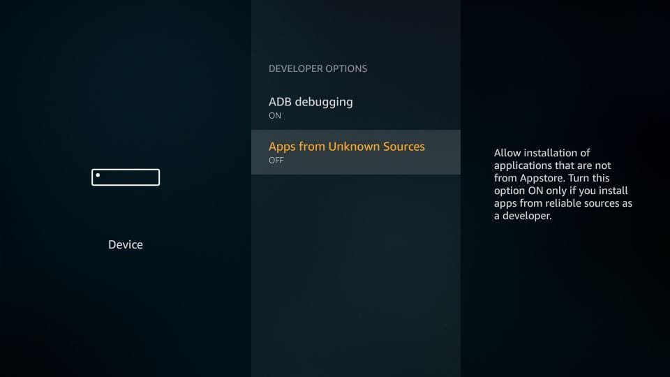 FireStick Enable Apps from Unknown Sources